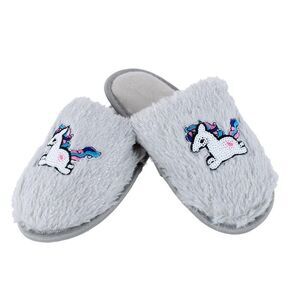 CTM Girl's Fuzzy Unicorn Slide Slippers